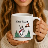 He Is Rizzin Funny Jesus Playing Basketball Meme Mug