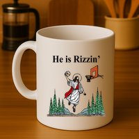 He Is Rizzin Funny Jesus Playing Basketball Meme Mug