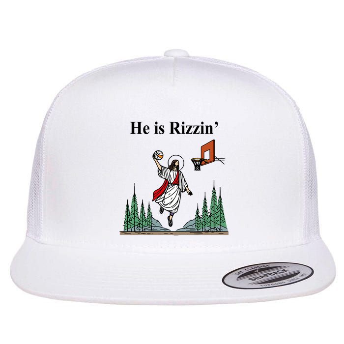 He Is Rizzin Funny Jesus Playing Basketball Meme Flatbill Hat