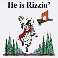 He Is Rizzin Funny Jesus Playing Basketball Meme Flatbill Hat