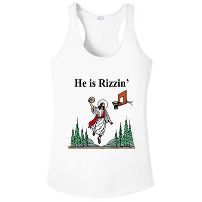 He Is Rizzin Funny Jesus Playing Basketball Meme Ladies PosiCharge Competitor Racerback Tank
