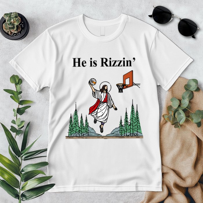 He Is Rizzin Funny Jesus Playing Basketball Meme Premium T-Shirt