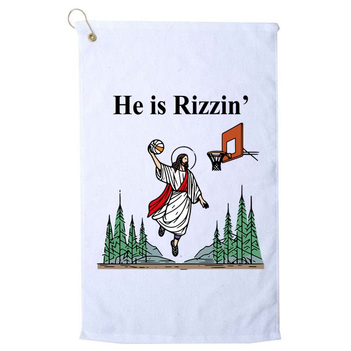 He Is Rizzin Funny Jesus Playing Basketball Meme Golf Towel