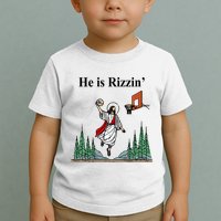 He Is Rizzin Funny Jesus Playing Basketball Meme Toddler T-Shirt