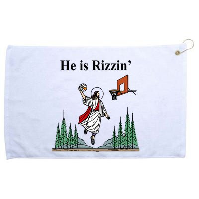 He Is Rizzin Funny Jesus Playing Basketball Meme Grommeted Golf Towel