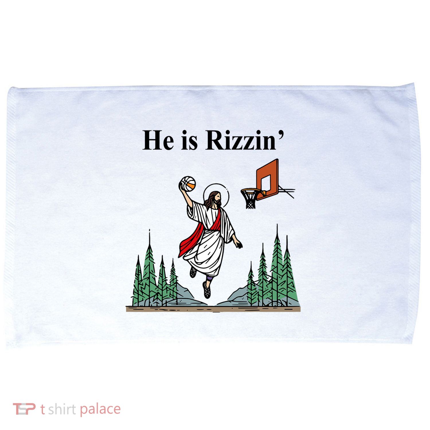 He Is Rizzin Funny Jesus Playing Basketball Meme Microfiber Hand Towel