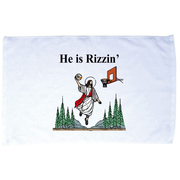 He Is Rizzin Funny Jesus Playing Basketball Meme Microfiber Hand Towel
