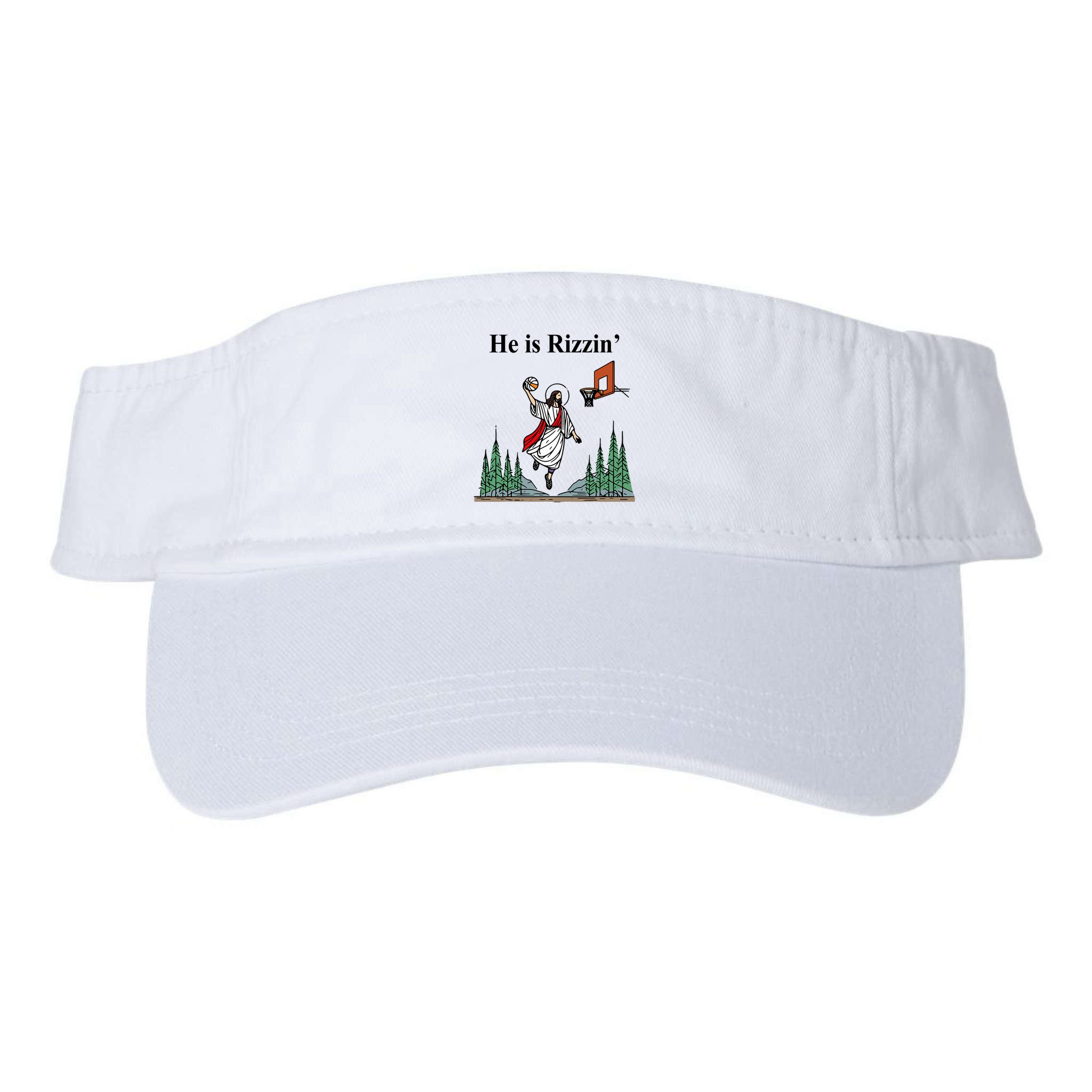 He Is Rizzin Funny Jesus Playing Basketball Meme Visor