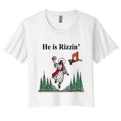 He Is Rizzin Funny Jesus Playing Basketball Meme Crop Top