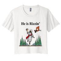 He Is Rizzin Funny Jesus Playing Basketball Meme Crop Top