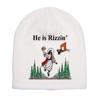 He Is Rizzin Funny Jesus Playing Basketball Meme Short Acrylic Beanie