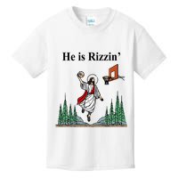 He Is Rizzin Funny Jesus Playing Basketball Meme Kids T-Shirt