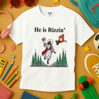 He Is Rizzin Funny Jesus Playing Basketball Meme Kids T-Shirt