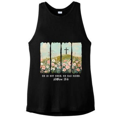 He Is Risen Christian Wildflower Happy Easter Ladies PosiCharge Tri-Blend Wicking Tank