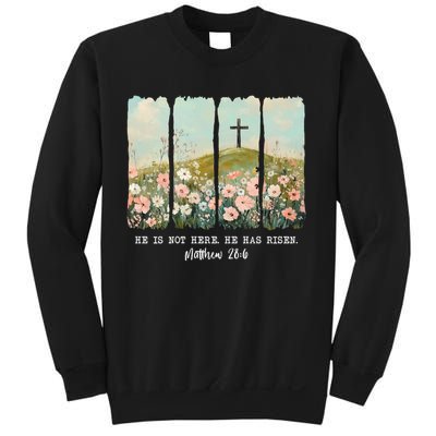 He Is Risen Christian Wildflower Happy Easter Sweatshirt