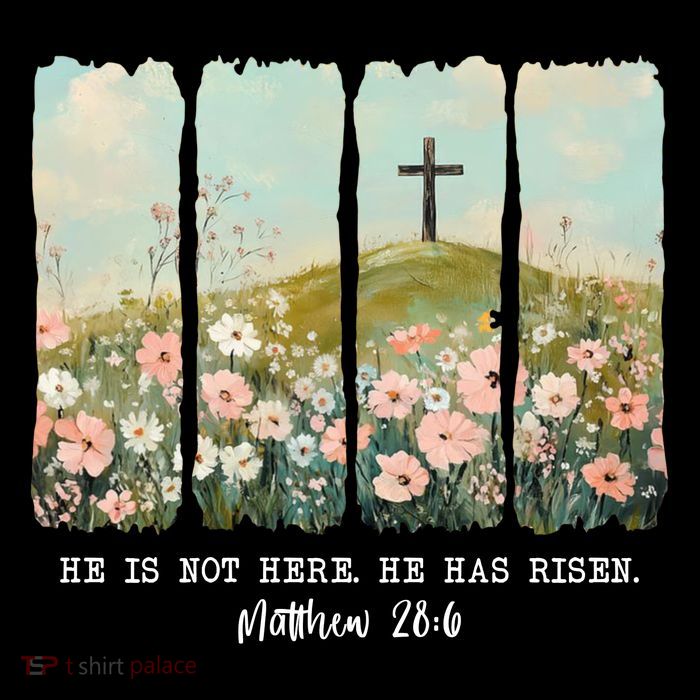 He Is Risen Christian Wildflower Happy Easter Tall T-Shirt