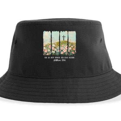He Is Risen Christian Wildflower Happy Easter Sustainable Bucket Hat