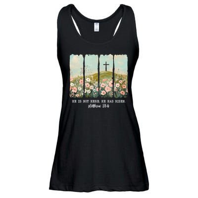 He Is Risen Christian Wildflower Happy Easter Ladies Essential Flowy Tank