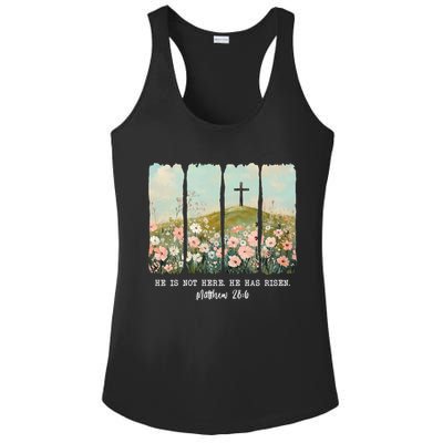He Is Risen Christian Wildflower Happy Easter Ladies PosiCharge Competitor Racerback Tank
