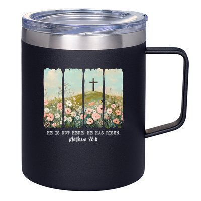 He Is Risen Christian Wildflower Happy Easter 12oz Stainless Steel Coffee Mug