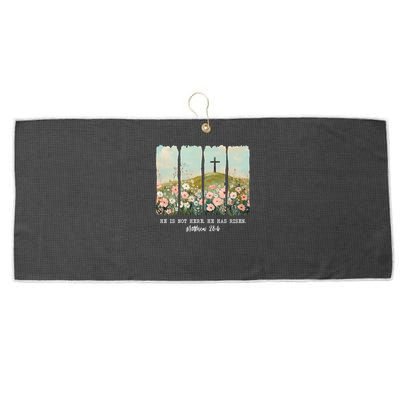 He Is Risen Christian Wildflower Happy Easter Large Microfiber Waffle Golf Towel