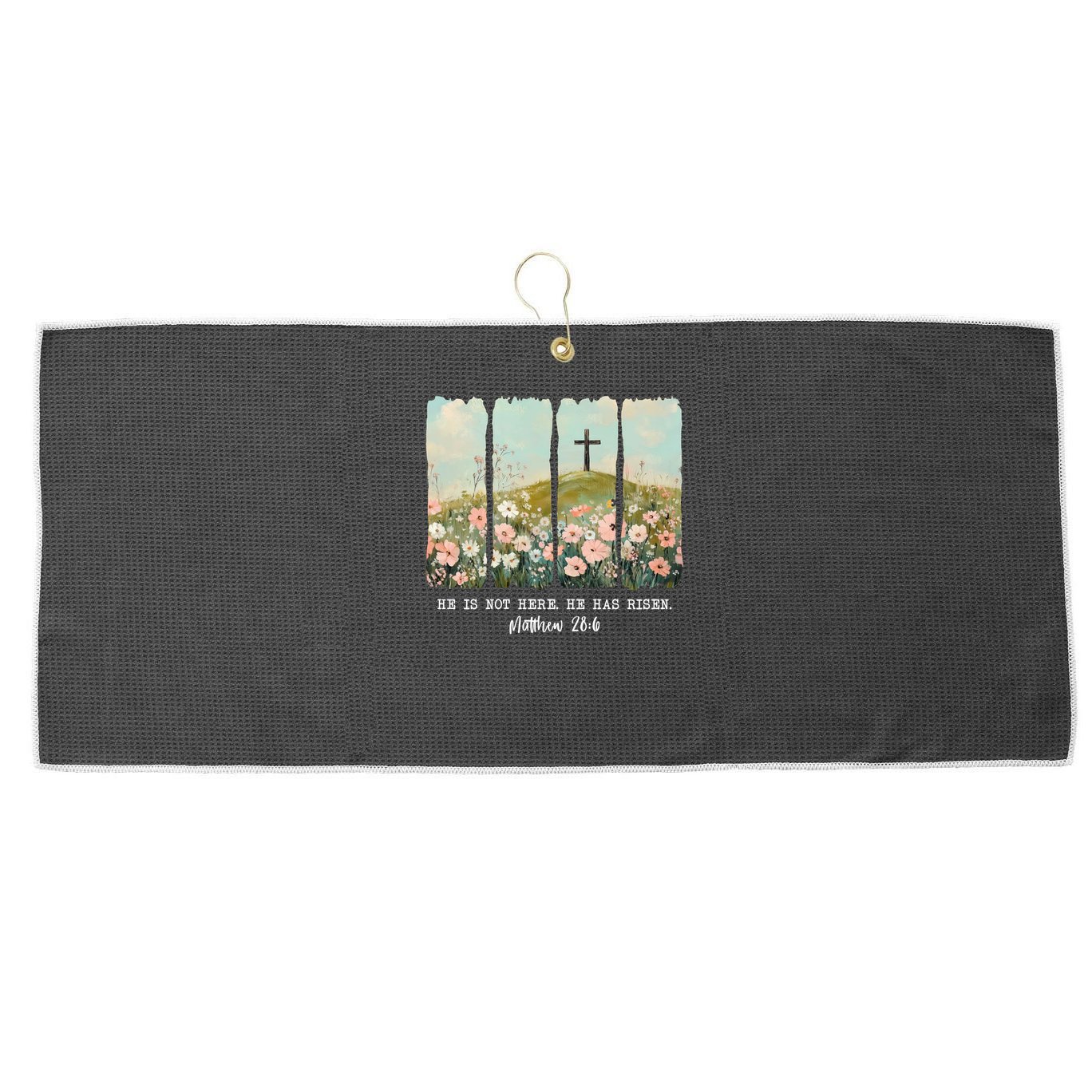 He Is Risen Christian Wildflower Happy Easter Large Microfiber Waffle Golf Towel