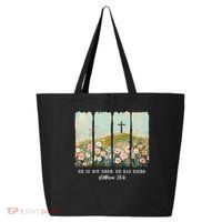 He Is Risen Christian Wildflower Happy Easter 25L Jumbo Tote