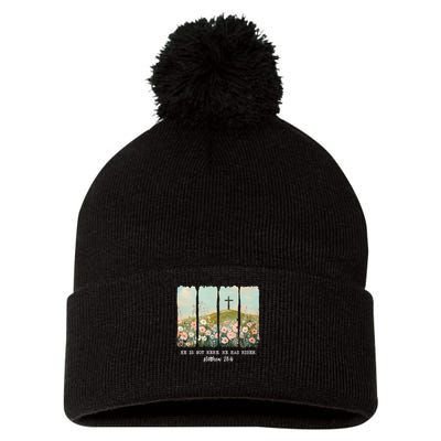 He Is Risen Christian Wildflower Happy Easter Pom Pom 12in Knit Beanie