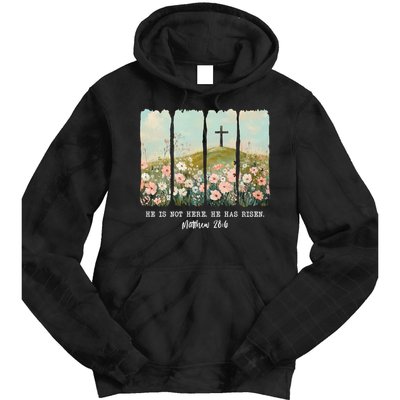 He Is Risen Christian Wildflower Happy Easter Tie Dye Hoodie