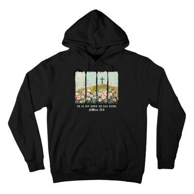 He Is Risen Christian Wildflower Happy Easter Tall Hoodie
