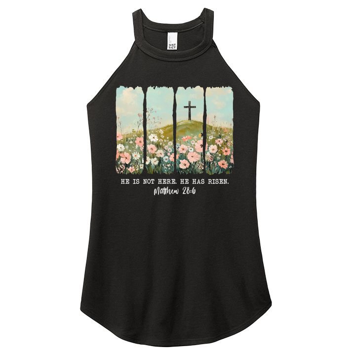 He Is Risen Christian Wildflower Happy Easter Women's Perfect Tri Rocker Tank