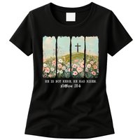 He Is Risen Christian Wildflower Happy Easter Womens T-Shirt