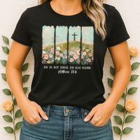 He Is Risen Christian Wildflower Happy Easter Womens T-Shirt