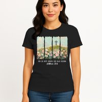 He Is Risen Christian Wildflower Happy Easter Womens T-Shirt