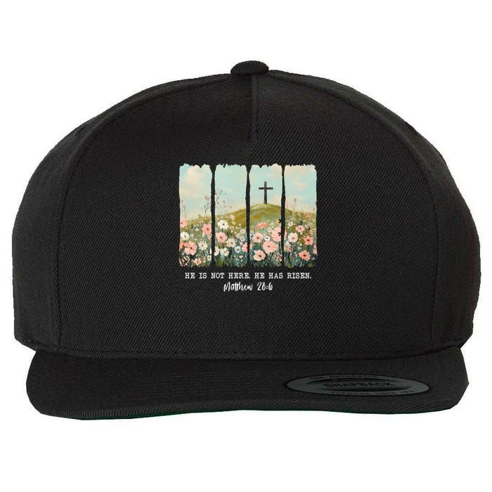 He Is Risen Christian Wildflower Happy Easter Wool Snapback Cap