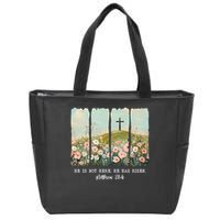 He Is Risen Christian Wildflower Happy Easter Zip Tote Bag