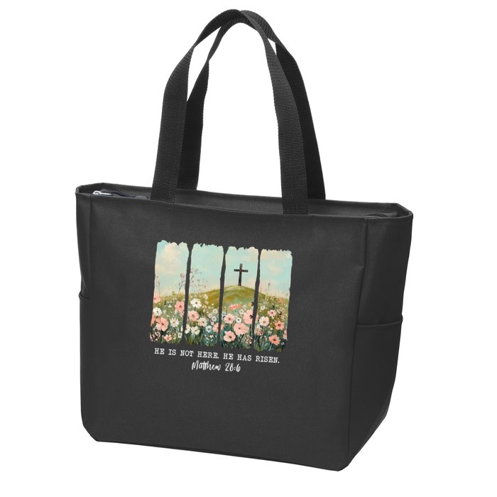He Is Risen Christian Wildflower Happy Easter Zip Tote Bag