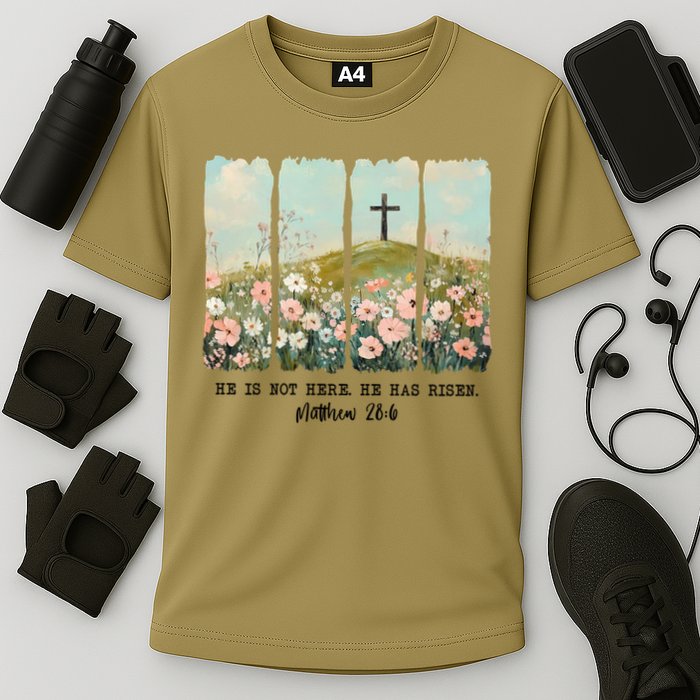He Is Risen Christian Wildflower Happy Easter Performance Shirt