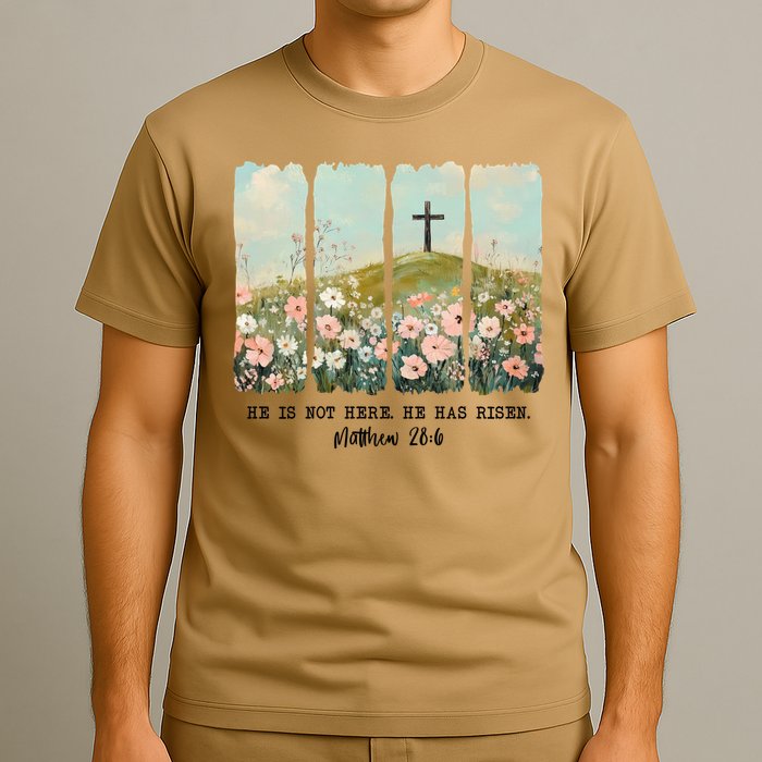 He Is Risen Christian Wildflower Happy Easter T-Shirt