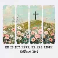 He Is Risen Christian Wildflower Happy Easter Garment-Dyed Sweatshirt
