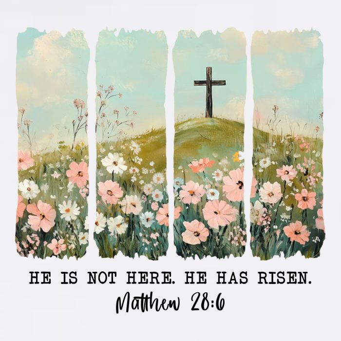 He Is Risen Christian Wildflower Happy Easter Garment-Dyed Sweatshirt
