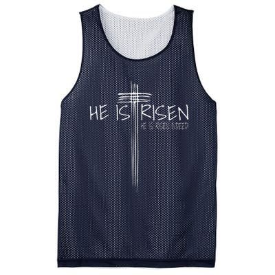 He Is Risen Jesus Easter Christian Faith Gift Mesh Reversible Basketball Jersey Tank