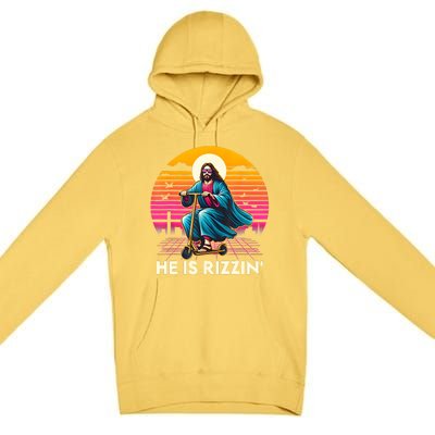 He Is Rizzen Jesus Is Rizzen Cool Jesus Jesus Has Rizzen Premium Pullover Hoodie