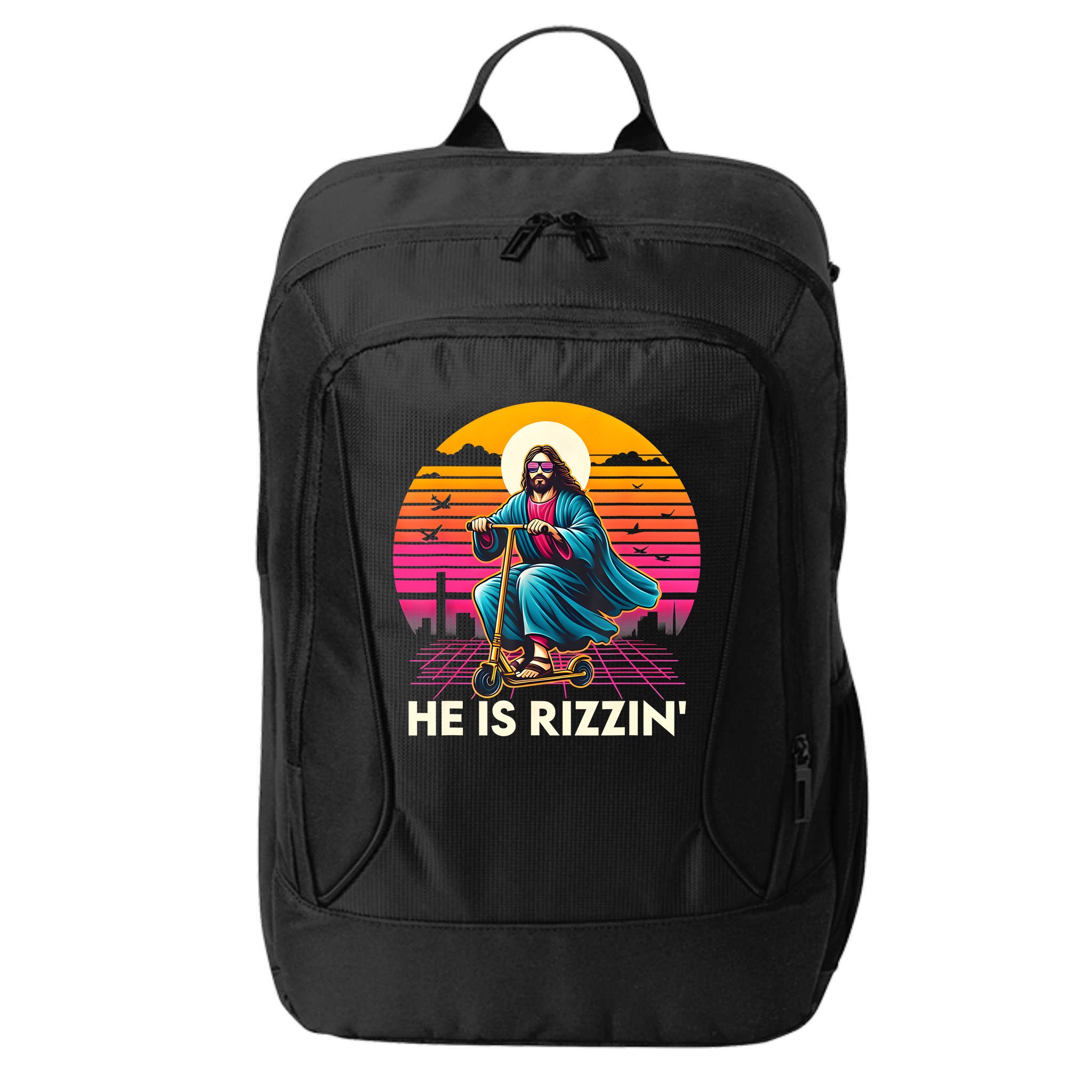 He Is Rizzen Jesus Is Rizzen Cool Jesus Jesus Has Rizzen City Backpack