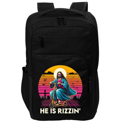 He Is Rizzen Jesus Is Rizzen Cool Jesus Jesus Has Rizzen Impact Tech Backpack