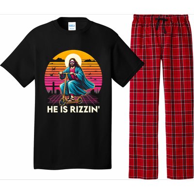 He Is Rizzen Jesus Is Rizzen Cool Jesus Jesus Has Rizzen Pajama Set