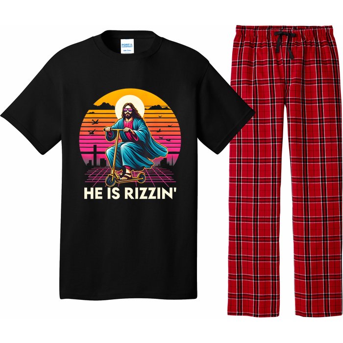 He Is Rizzen Jesus Is Rizzen Cool Jesus Jesus Has Rizzen Pajama Set