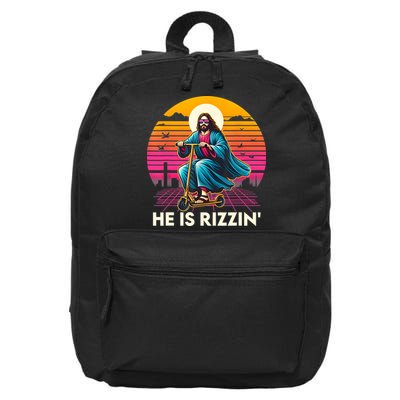 He Is Rizzen Jesus Is Rizzen Cool Jesus Jesus Has Rizzen 16 in Basic Backpack