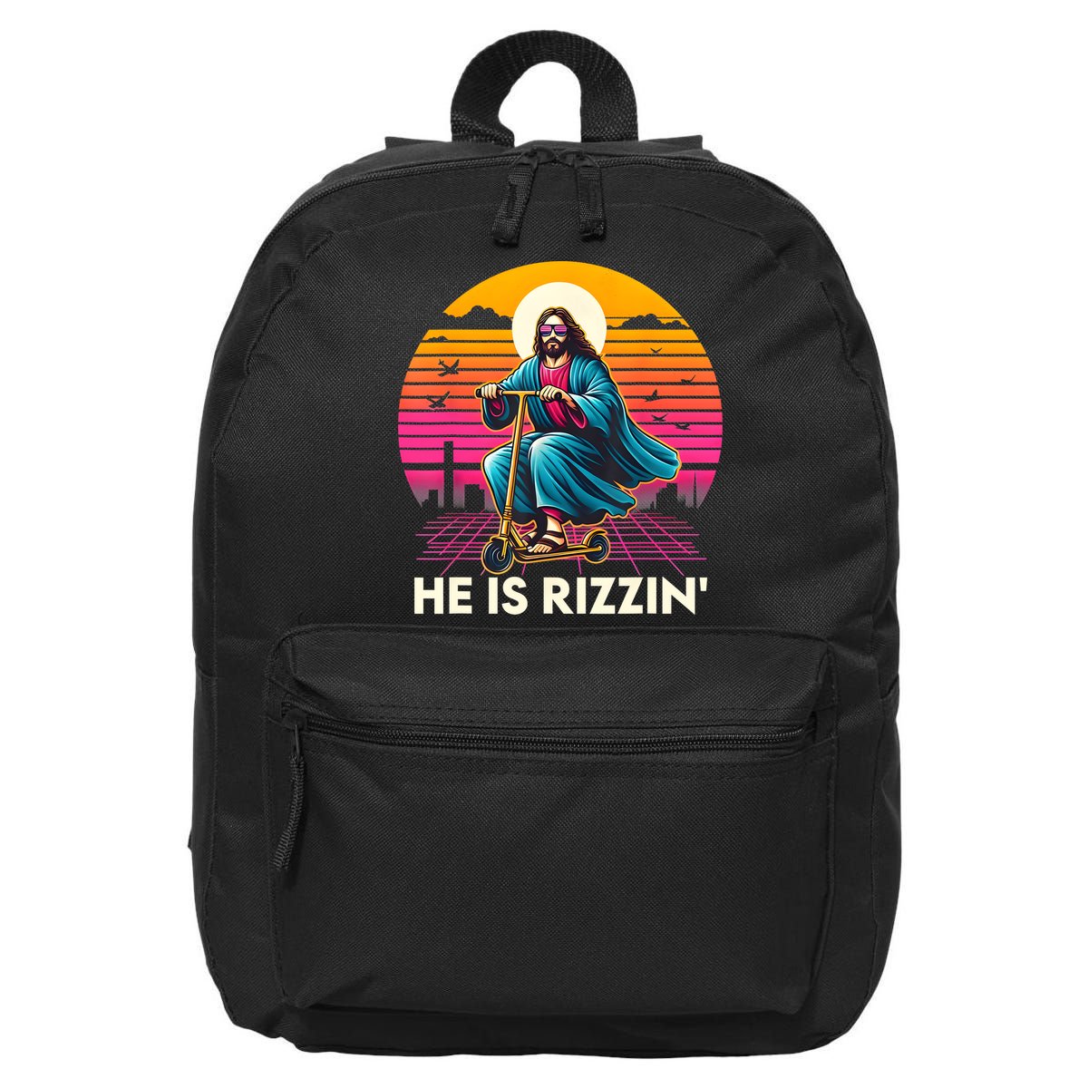 He Is Rizzen Jesus Is Rizzen Cool Jesus Jesus Has Rizzen 16 in Basic Backpack
