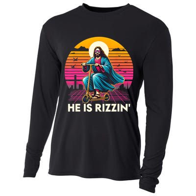 He Is Rizzen Jesus Is Rizzen Cool Jesus Jesus Has Rizzen Cooling Performance Long Sleeve Crew